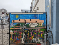 Bike rack installed, on the fence by the front gate, from Reboot24